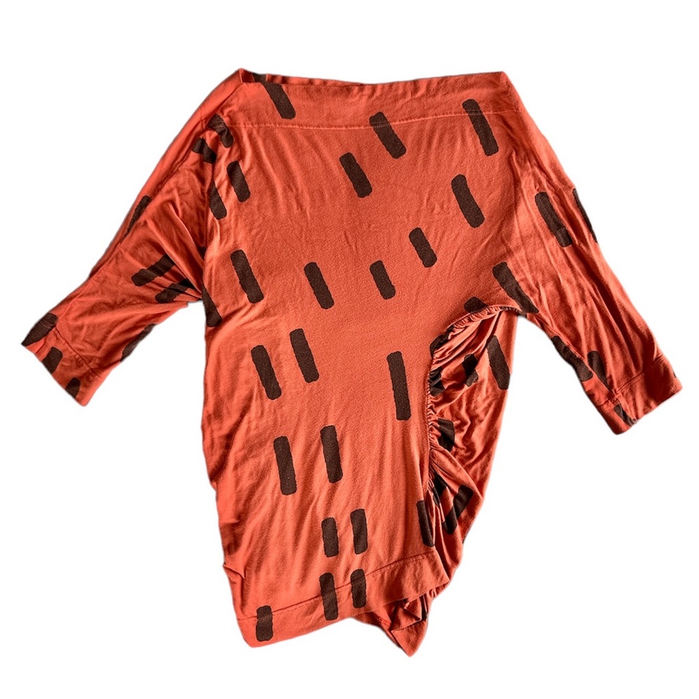 Vivienne Westwood Orange Boatneck Top with Brown Dash Print